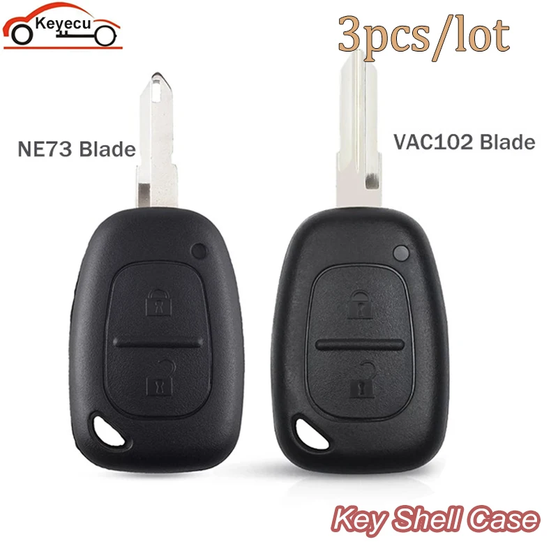 

KEYECU 3pcs 2 Button Car Key Shell Fob Case For Vauxhall Opel Vivaro For Renault Movano Trafic Kangoo NE73/VAC102 Blade
