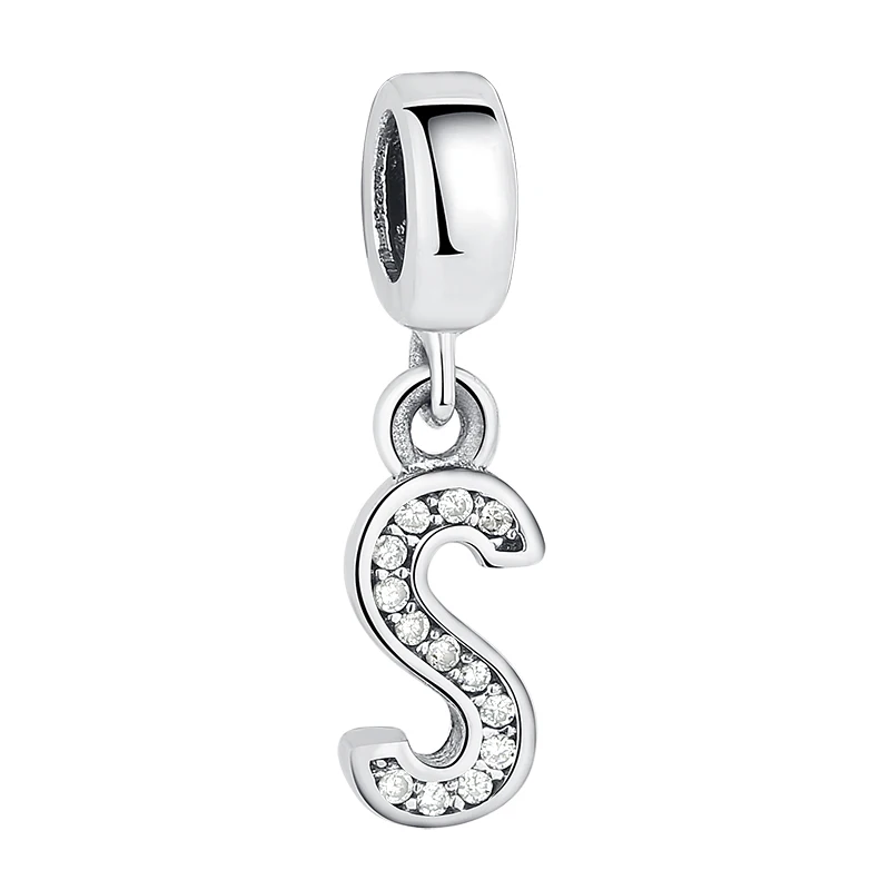 2019 NEW 925 Sterling Silver Vintage T to Z Clear CZ 26 Letter Alphabe Bead Charms Fit Bracelets DIY Jewelry | Украшения и