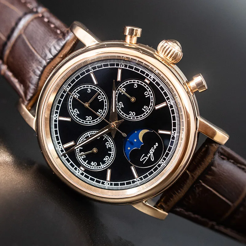 Супер Светящиеся механические часы с хронографом для мужчин ST1908 Moon Phase NATO Calendar мужские наручные часы Relogio