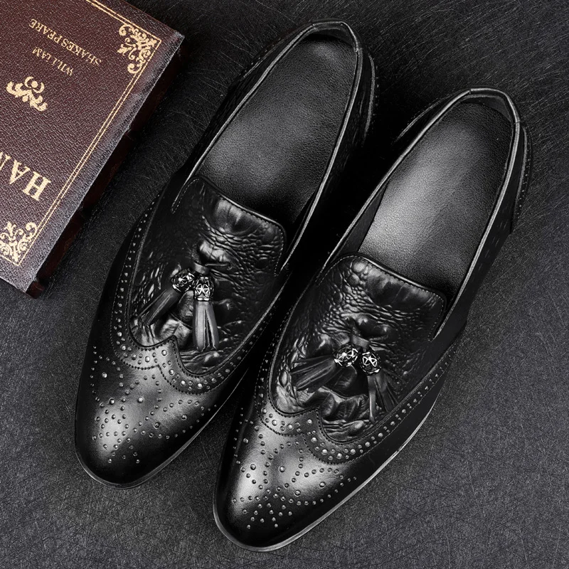 Роскошные современные мужские туфли оксфорды из натуральной кожи броги на
