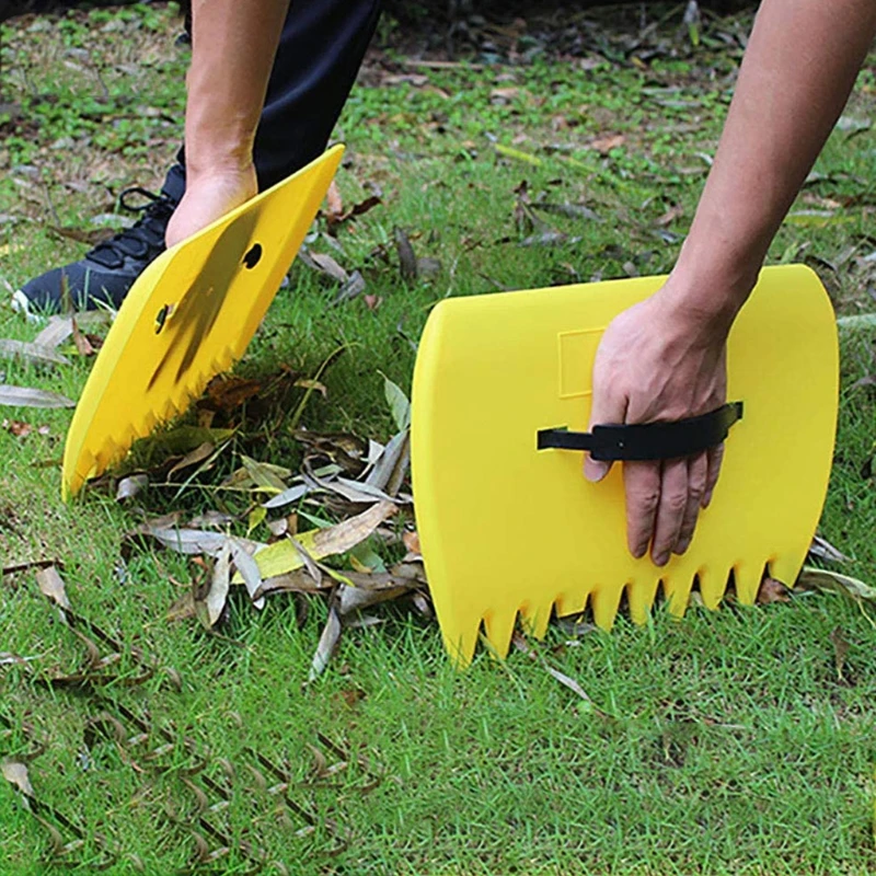 

1 Pair Yellow Garden Yard Leaf Scoops Grass Lawn Grabbers Rakes for Garden Leaf