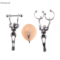 guemcal 2lots hot selling creative skull c shaped straight rod breast ring piercing jewelry