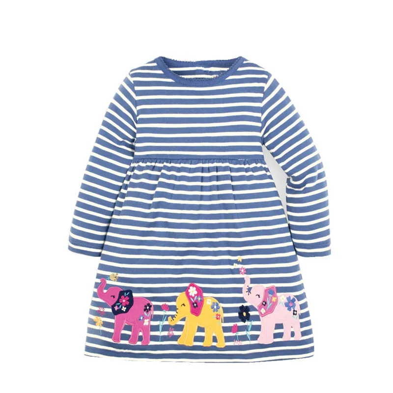 Jumping Meters New Princess Tunic Dresses Applique Girls Autumn Spring Clothing Dinosaurs Baby Dress Long Sleeve Kid | Детская одежда и