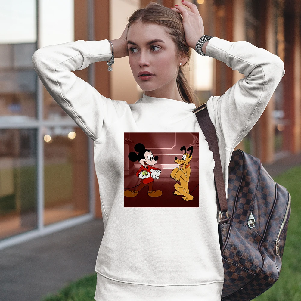 Весенняя женская толстовка с длинным рукавом Disney Модный пуловер из полиэстера