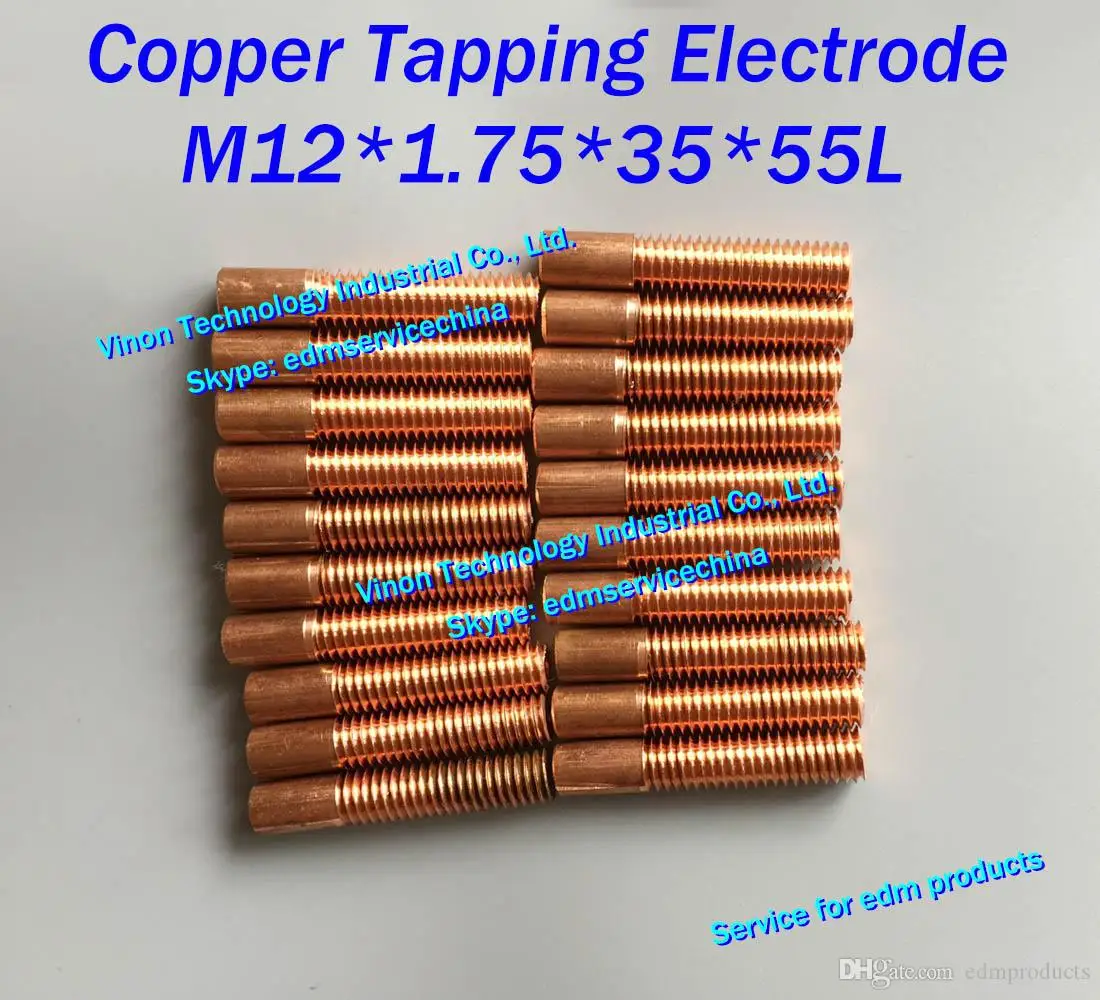 

(10pc/lot) M12x1.75x35x55mm Copper Orbital Tapping Electrode for EDM spark, copper threaded electrode M12 without hole