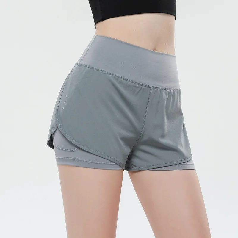 

Sport Fitness Athletic Gym Shorts High Waist Running Shorts With Phone Pocket Women Biker Short Yoga Jogging Femme Zip Pockets