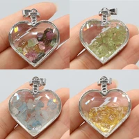 32mm new natural stone crystal love wishing bottle pendant olivine rose quartz chip beads charms for diy necklace making jewelry