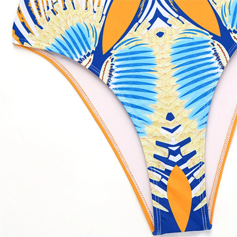 Купальный костюм GNIM с Африканским Ретро принтом Женский цельный купальник на