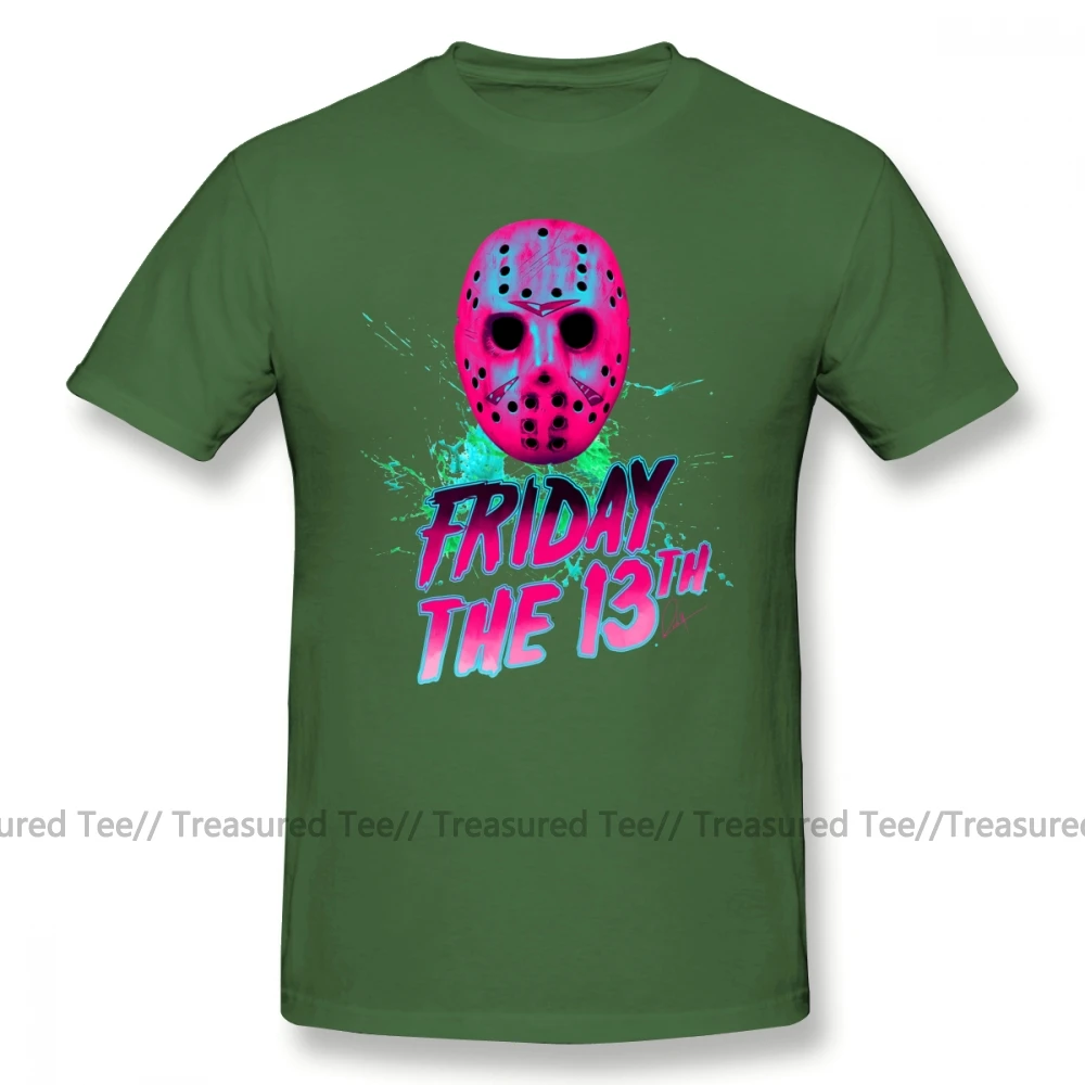 Friday 13, футболка, FRIDAY THE 13TH Neon V, футболка с графическим принтом, футболка с короткими рукавами, Мужская забавная Базовая хлопковая футболка, плюс размер - Цвет: Army Green