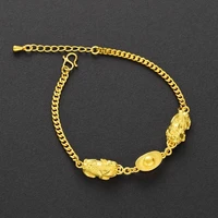 fashion 2021 new 24k gold plated bracelet women sand gold brave bracelet lucky jinbao yellow gold color bracelet jewellery