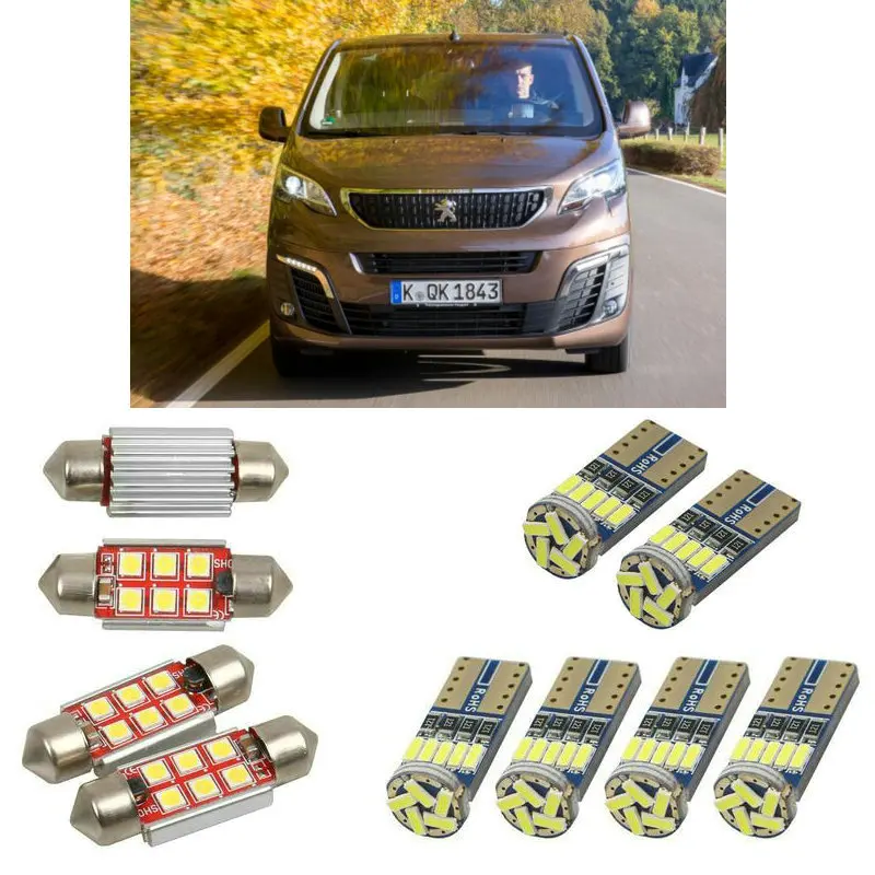 

Interior led Car lights For peugeot traveller v 2.0 2017 car accessories boot light License Plate Light 6pc
