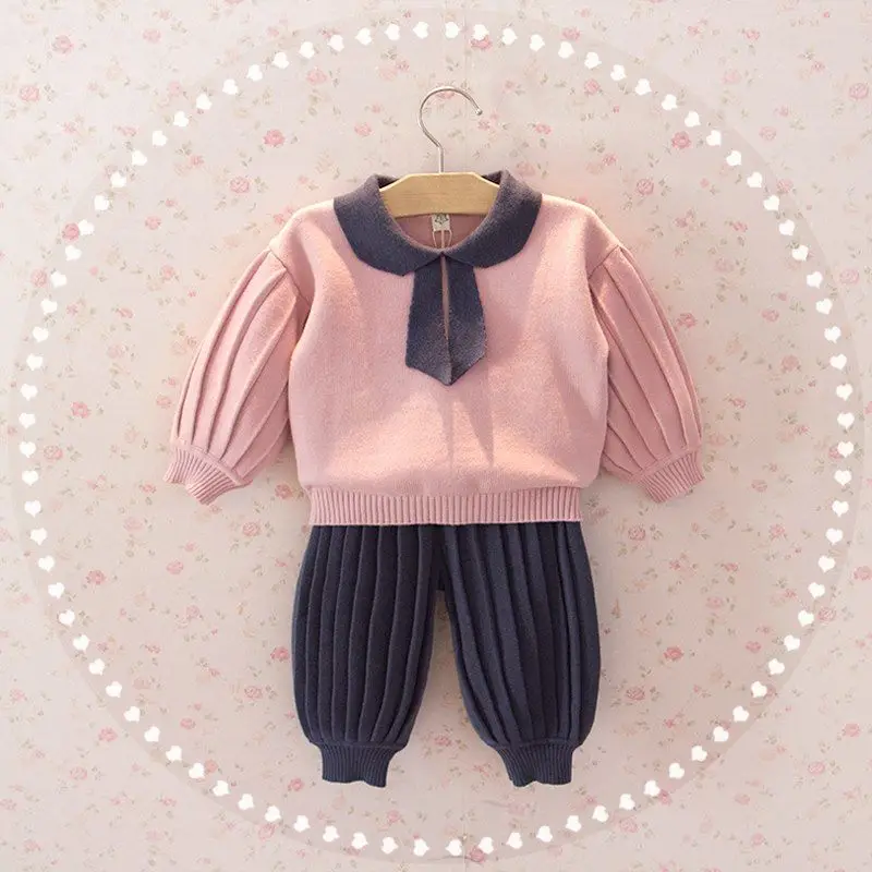 

Baby Girls Wool Knitting Clothing Set Girl Sweaters+pants Kids Girl Winter Fall Fashion Sets Children Knit Clothes
