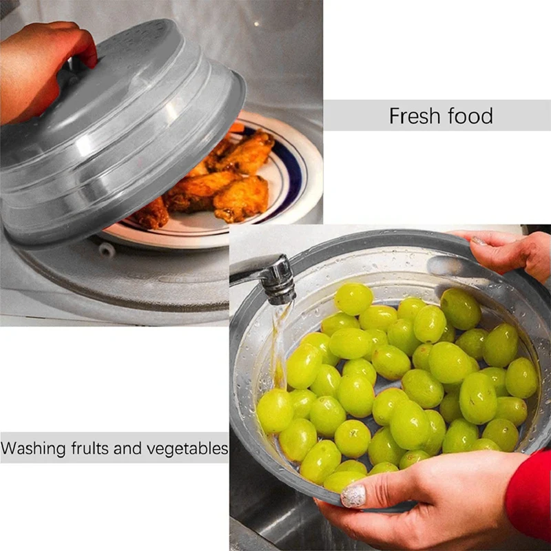 

Microwave Splatter Cover Vented Collapsible Microwave Food Cover with Easy Grip Handle