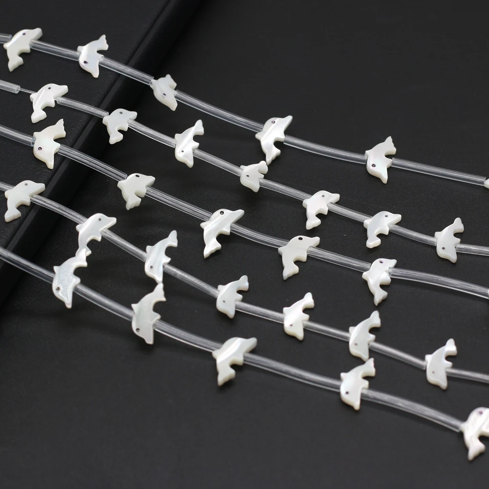 

5pcs Natural Seawater Shell Animals Beads White Dolphin Shell Loose Beaded for Making DIY Jewerly Necklace Accessories 7x12mm