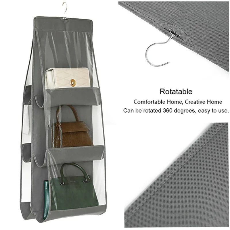 Органайзер для хранения вешалка 6 ячеек гардероба чулана прозрачная настенная