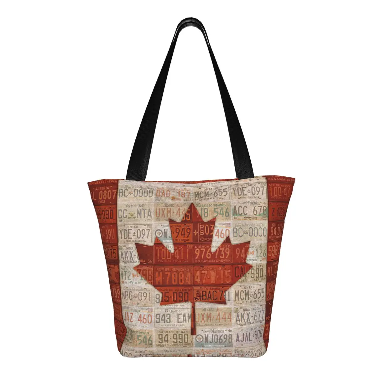 Сумка для покупок с изображением флага Канады и номерного знака | Багаж сумки