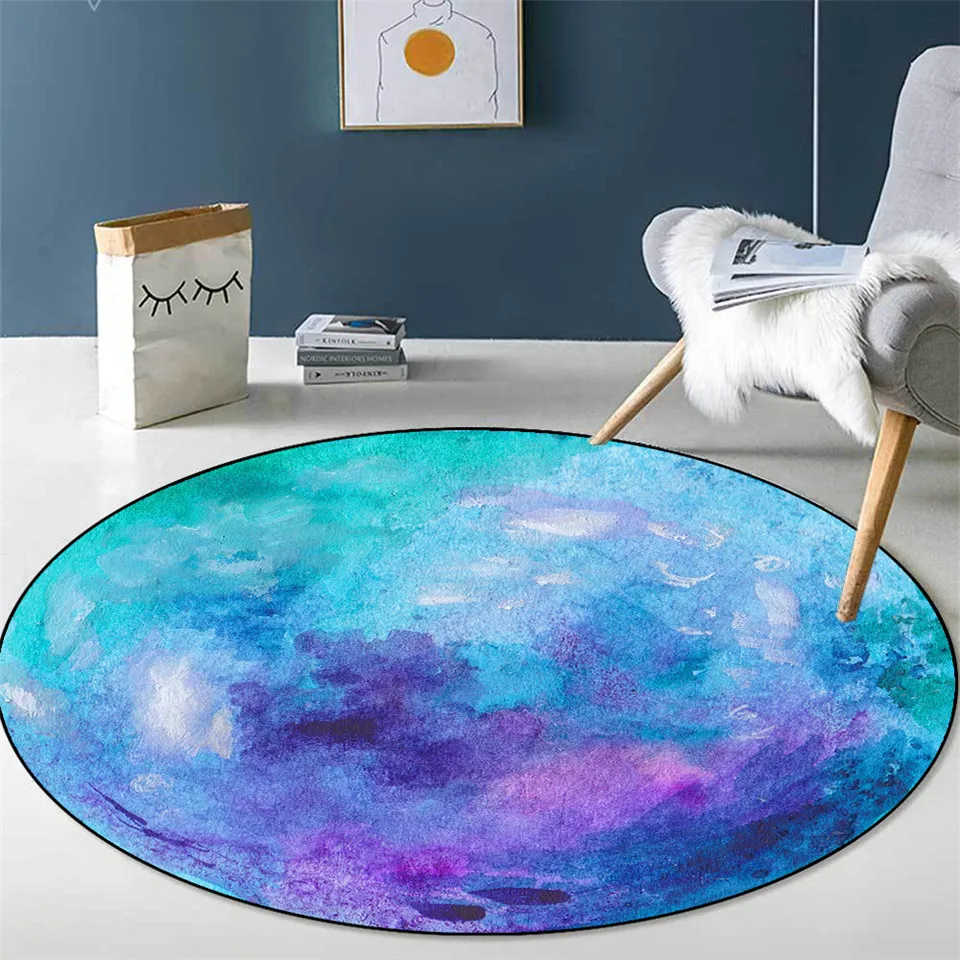 Blue Purple Green Planet Surface Round Carpet For Kids Room Nordic Colorful Girl Capet Area Rug Decor Chair Mat Floor | Дом и сад