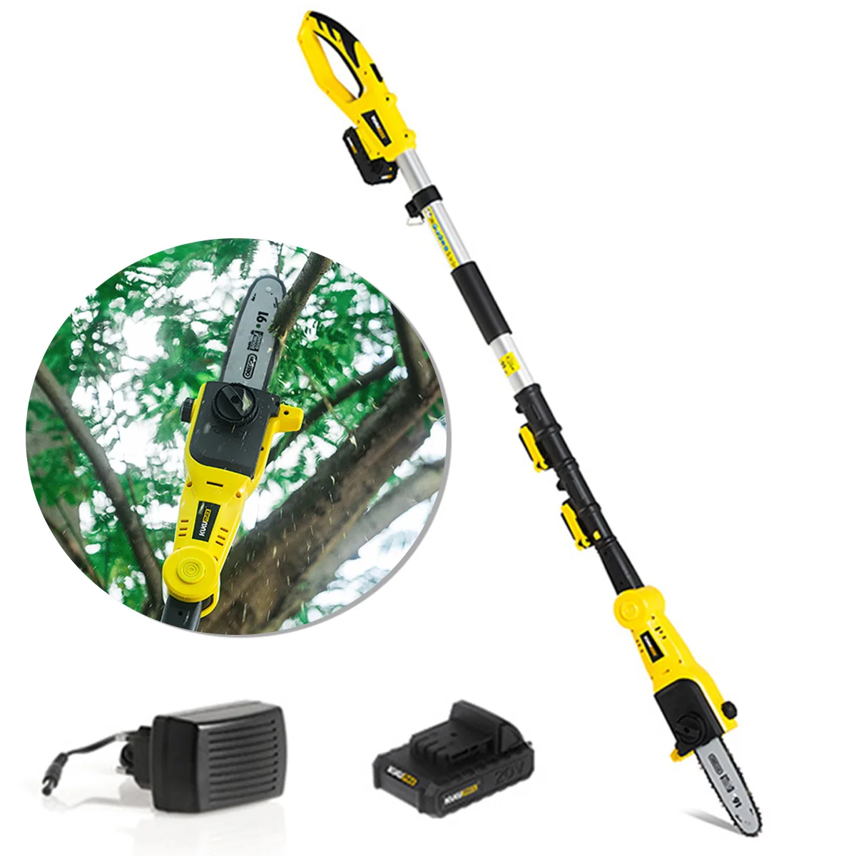 

2.25M 8 Inch Cordless Tree Trimmer Pole Saw Telescoping Electric Chainsaw Pruner Home Garden Pruning Tools With 2AH Battery