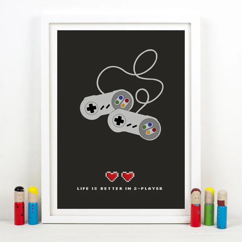 Плакаты для геймеров Life is better in 2 современные минималистичные игровые цитаты
