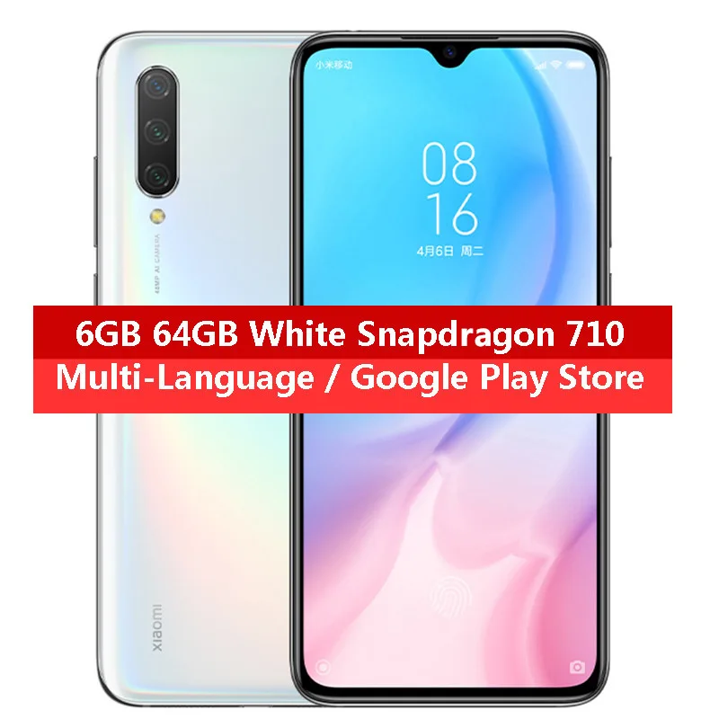 White 6GB 64GB Глобальная версия Xiaomi Mi 9 Lite 6,3" AMOLED 6 ГБ 128 Гб мобильный телефон Snapdragon 710 Восьмиядерный экран отпечаток пальца камера 48 МП - Цвет: White 6GB 64GB
