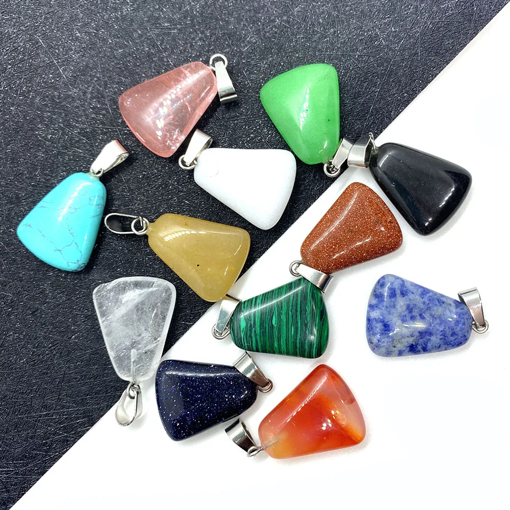 

5pcs Natural Stone Trapezoid Pendant Grey Agate Pendant Used for DIY Jewelry Making Necklace and Earring Accessories Size17x24mm