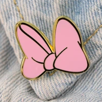 yq628 pretty bowknot hard enamel pin pink brooch for women girls hat denim backpack badge cartoon lapel pin jewelry accessories
