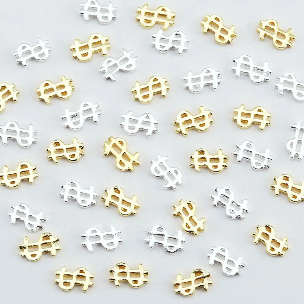 

20Pcs/set Silver Hollow Dollar Sign Gold Metal DIY Nail Jewelry 3D Nail Art Decorations Manicure Accessories Nail Charm