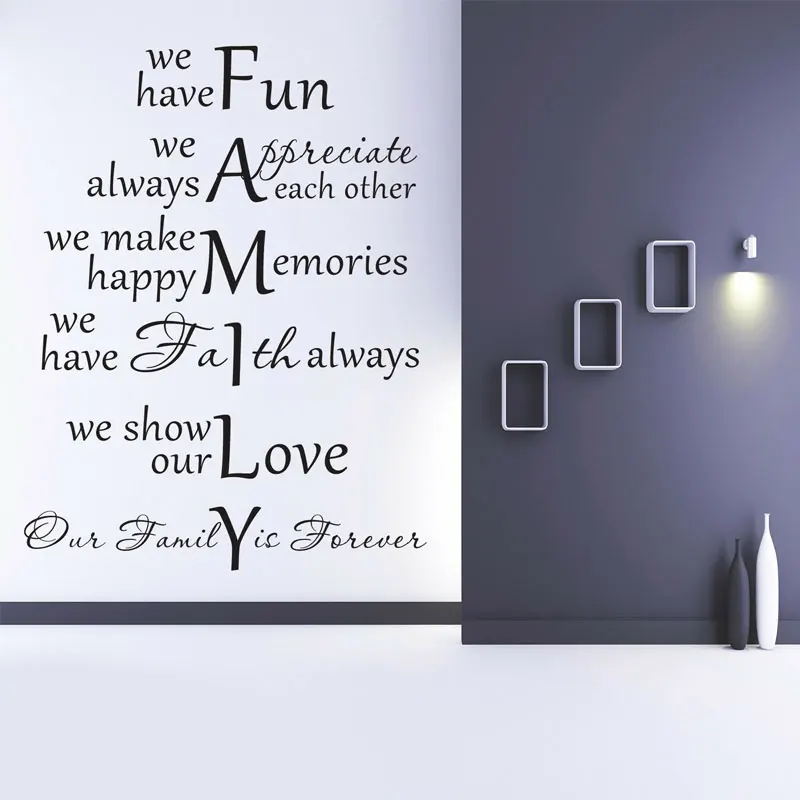 

FAMILY Quote Wall Sticker Vinyl Home Decor Living Room Bedroom Interior House Decoration Text Decals Removable Wallpaper 4144