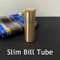 tenyo slim bill tube brass close up magic tricks gimmick props illusion mentalism comedy signed bill appearing in padlock tube