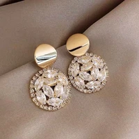 2020 geometric metal round female earrings crystal luxury wedding gift