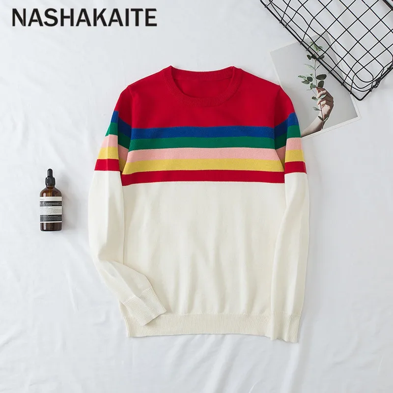 NASHAKAITE/свитер для мамы и дочки; вязаные свитера в радужную полоску для мамы и дочки; зимняя одежда для мамы и дочки