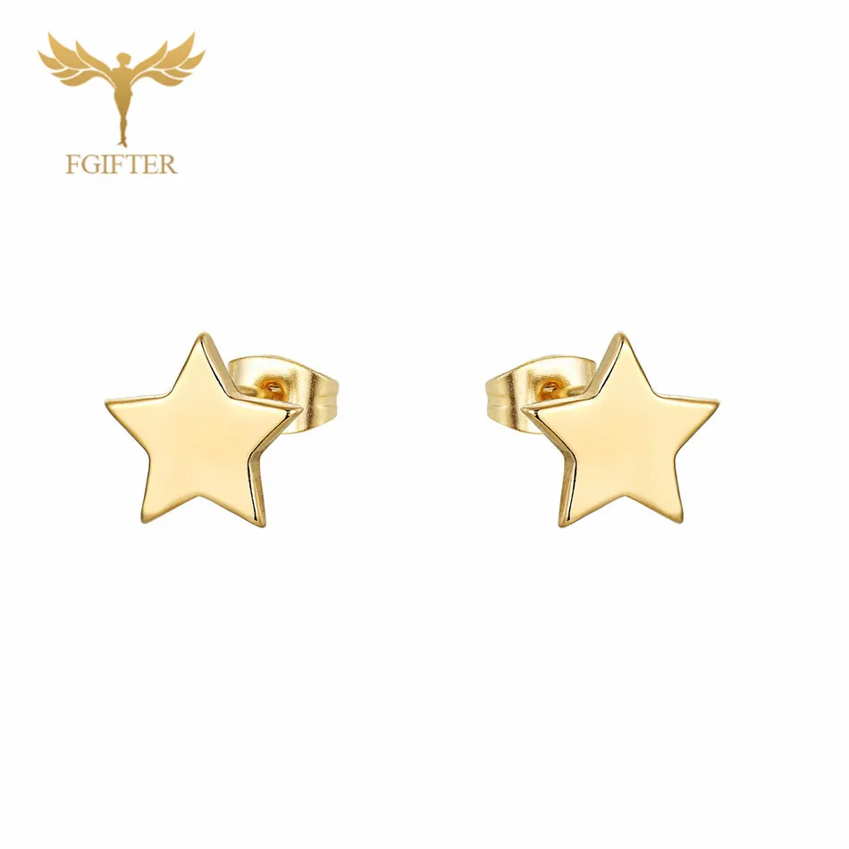 Star FGifter, хип-хоп, рок, Иисус, серьги-гвоздики, золото, серебро, цвет, маленькие серьги, для женщин, мужчин, из нержавеющей стали, серьги для пирсинга, ювелирные изделия - Окраска металла: Star