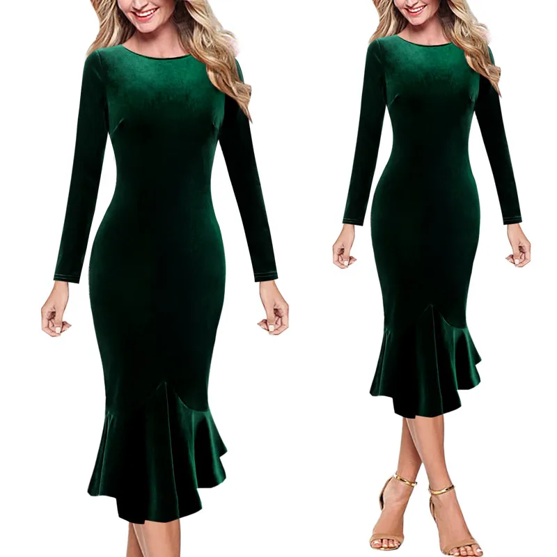 Vfemage женские элегантные винтажные Pinup одежда для работы, офиса, бизнеса, повседневные Коктейльные Вечерние облегающие платья-карандаш, платье русалки 1053