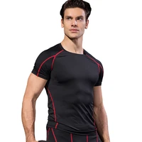 men compression t shirt sports dry fit t shirt gym fitness clothing exercise bodybuilding training sportswear rashguard mma