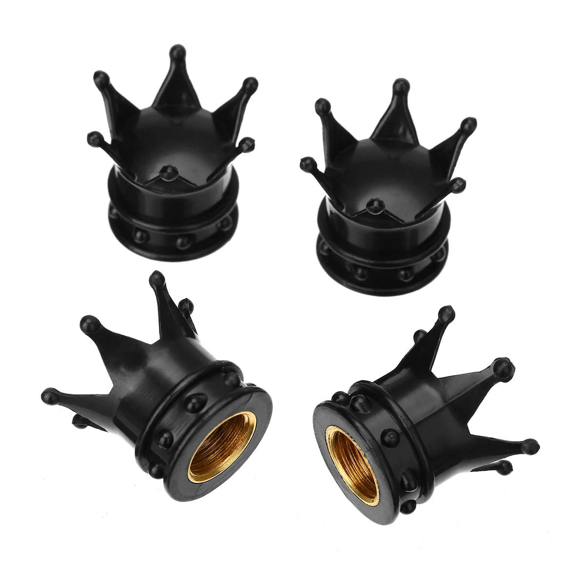 

4pcs Black Crown Aluminum Car Wheel Tyre Tire Air Valve Stem Cap Dust Cover For Car Truck Bike Motorcycle ATV