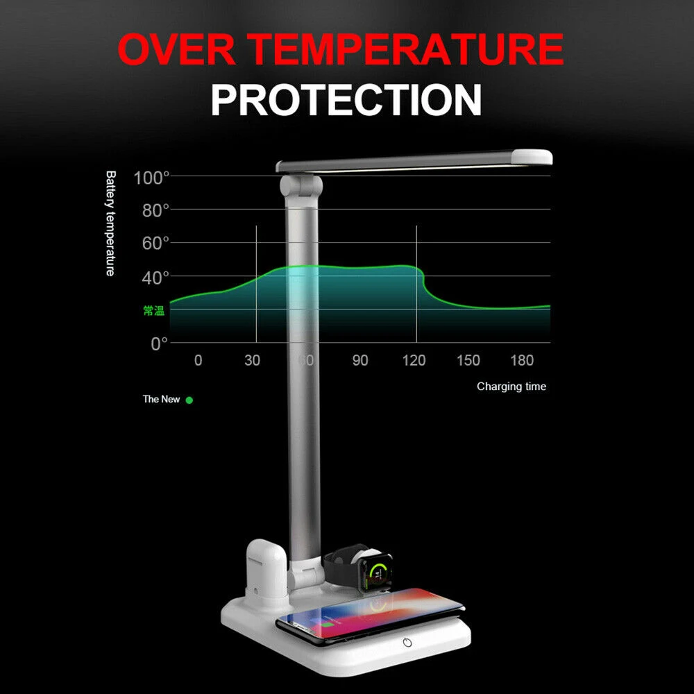LED Table Desk Lamp 4 in 1 Qi Wireless Charger For Mobile Phone Watch Earphone | Лампы и освещение