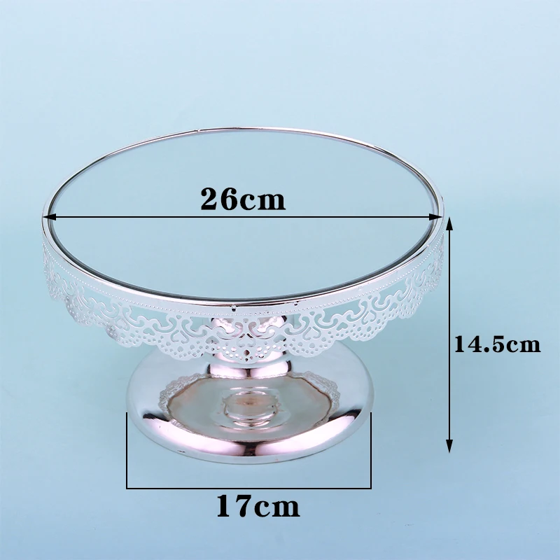 Серебряная круглая зеркальная тарелка поддон для кексов/приема макияжа 10 дюймов