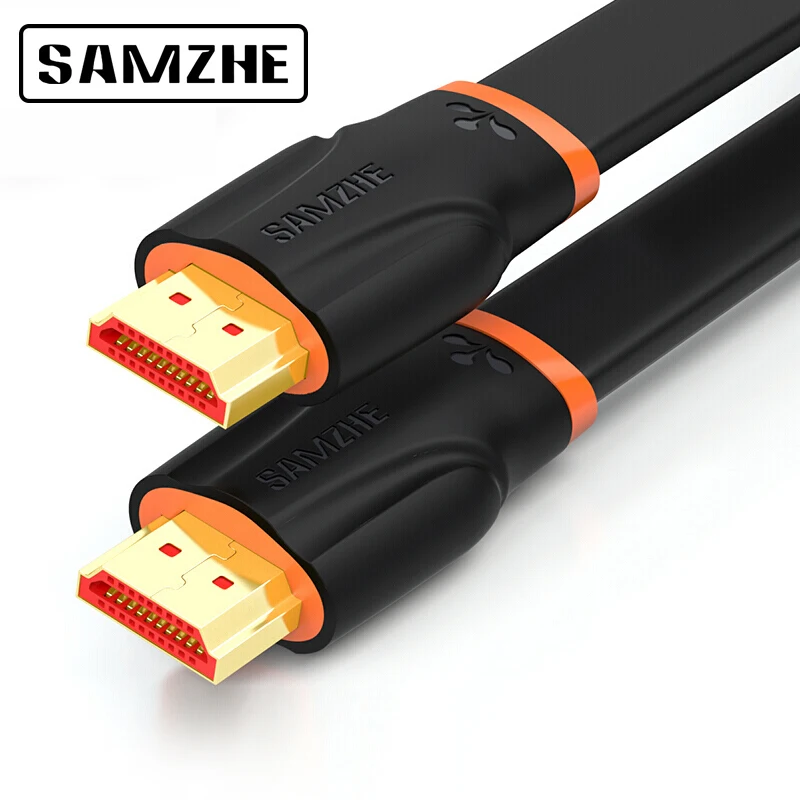 SAMZHE 4K плоский кабель HDMI позолоченный разъем 2 0 для подключения ноутбука к