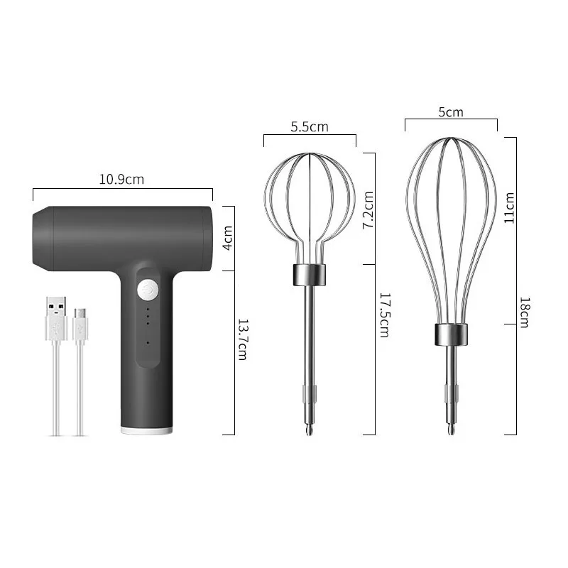 

USB Wireless Electric Egg-beater Blender Milk Frother Handheld Electric Mixer Foam Maker Stainless Whisk 3 Speed For Coffee