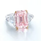 Модные простые блестящие большой прямоугольник из циркона кольца розовыми камнями в наличии Свадебное обручальное кольцо Леди Кольцо вечерние, ювелирное изделие, подарок