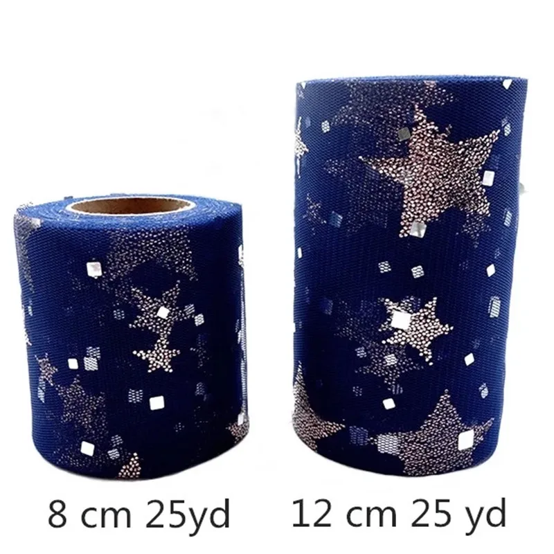 25 ярдов блестящая золотая звезда Тюлевая катушка ткань с блестками для рукоделия