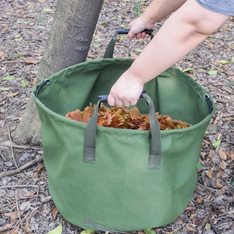 

Garbage Storage Bag Lawn Yard Leaves Big Leaf Bag Garden Waste Bag Round Flowers Debris Grass Green Eco-Friendly Portable