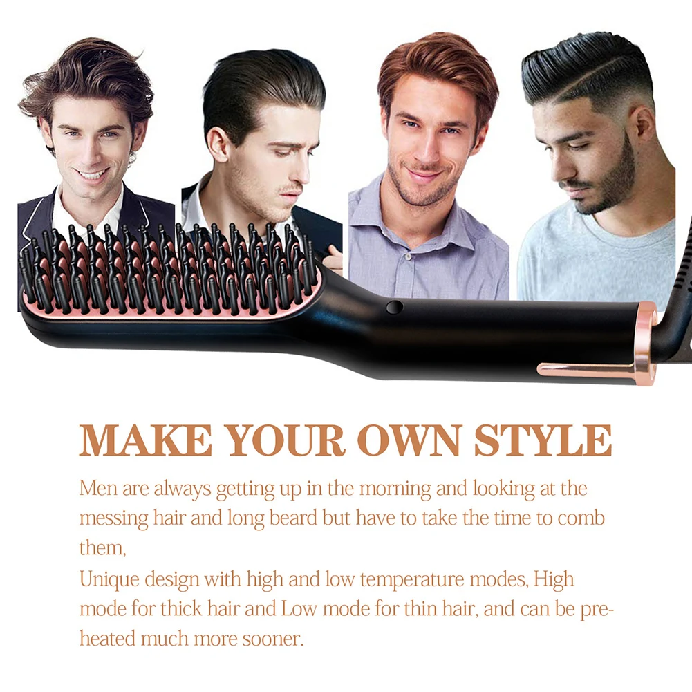 

Hot sale Beard Straightener for Men Multifunctional Hair Styler Electric Hot Comb Quick Styling Bread Brush