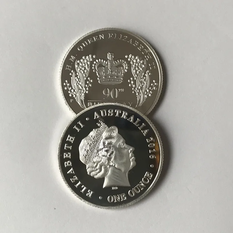 5 шт. Немагнитный Happy 90TH на день рождения Елизаветы 1 OZ с серебряным покрытием знак