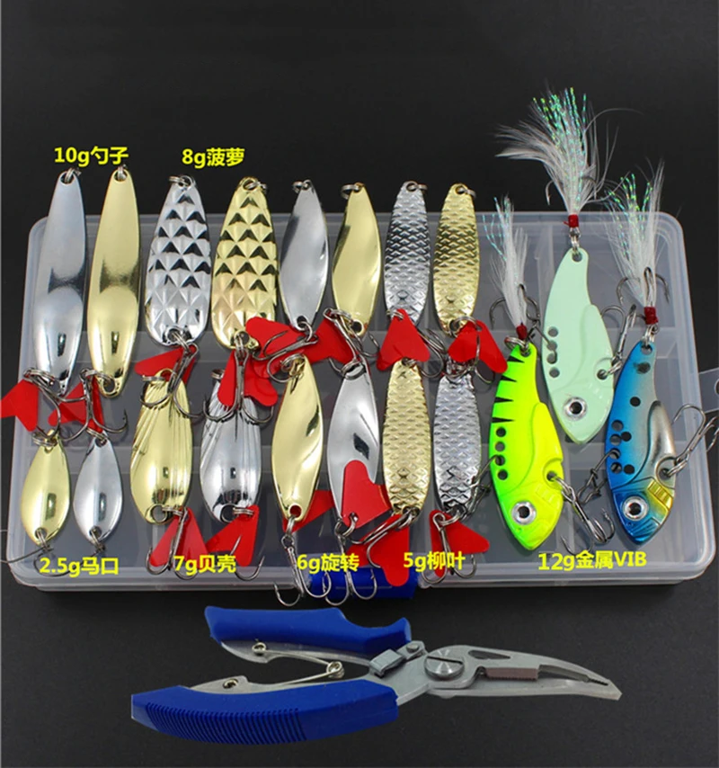 Набор рыболовных приманок металлическая приманка ложка плоскогубцы захват