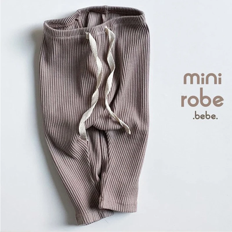 Однотонные леггинсы для маленьких мальчиков и девочек Брюки в рубчик малышей