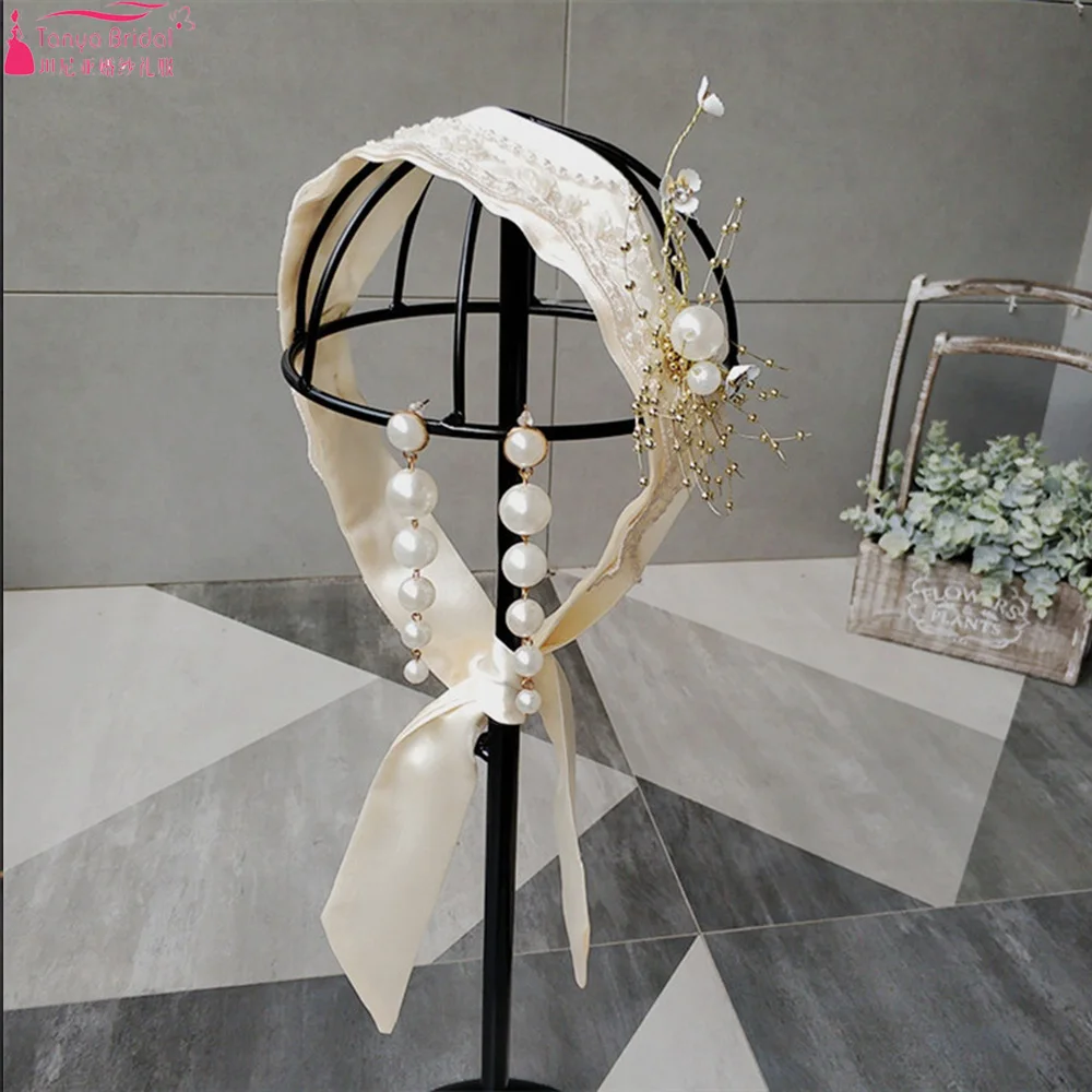 

Champagne Headband Vintage Koran Fashion Bridal Accessories with Pearls ZH056