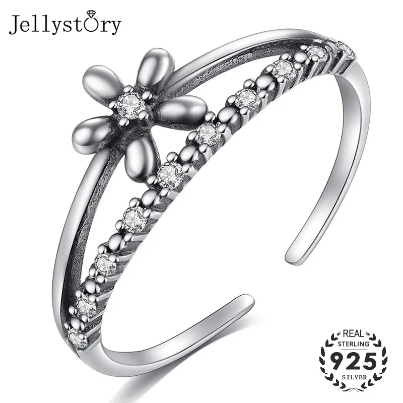 Ювелирные изделия Jellystory из серебра 925 пробы открытые кольца для женщин с цирконом