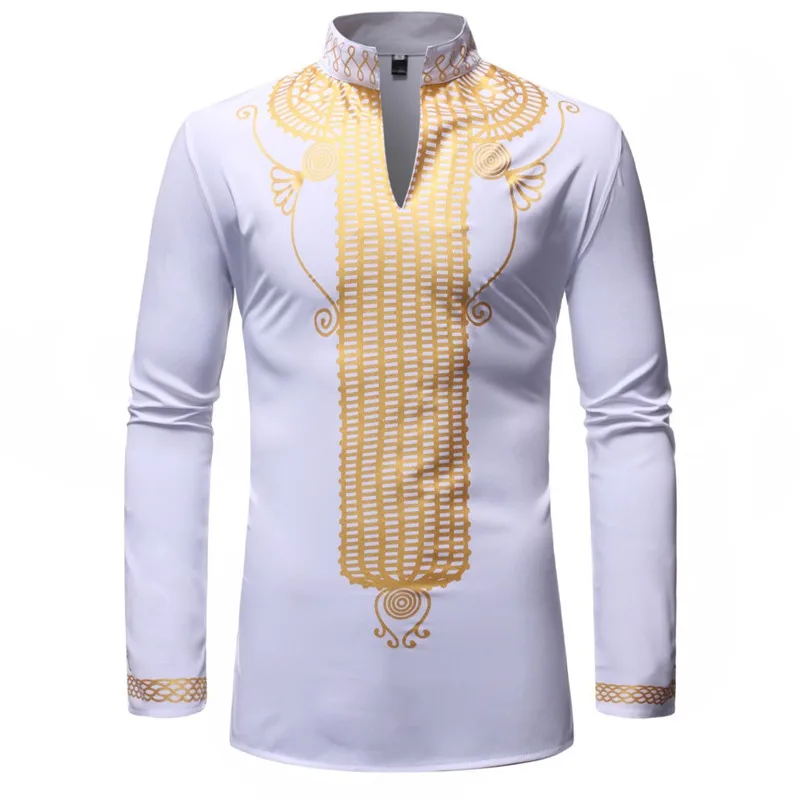

Mens Hipster African colors Print Shirt Men Slim Fit Long Sleeve Mandarin Collar Shirt Men Streetwear African Clothes Male XXL