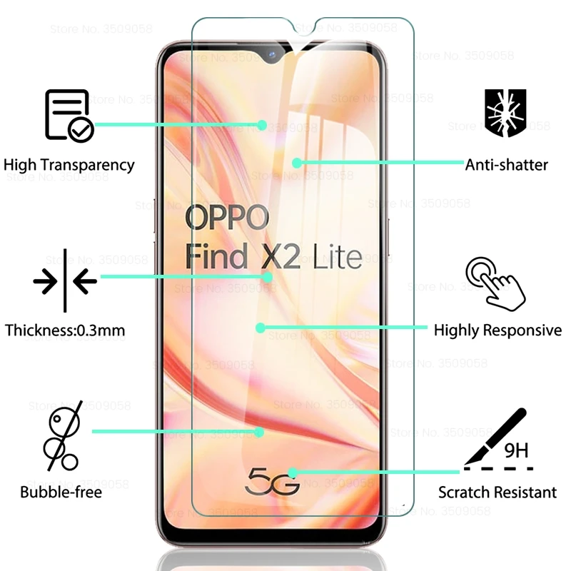 3pcs original protective glass for oppo findx2 lite find x2lite x2 lite x 2 light cph2005 6 4 smartphone screen protector film free global shipping
